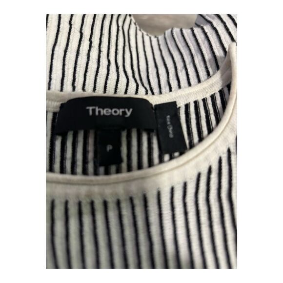 Theory Black and White Striped Sleeveless Blouse - Picture 3 of 5